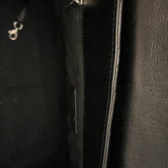 CHANEL BLACK GRAIN OVERSIZED FLAP BAG W/ORIGINAL BOX - Picture 5 of 6